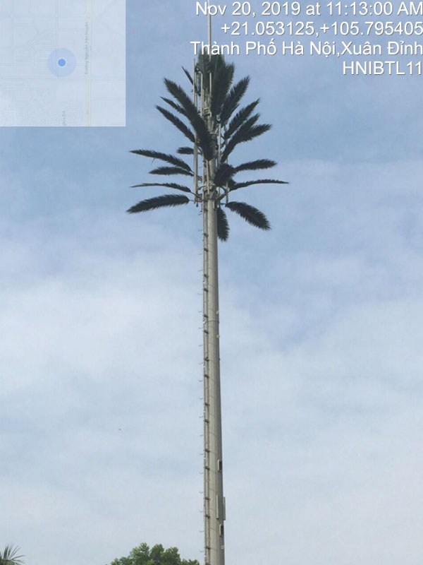 Plastic Palm Leaves on Telecom Tower Vietnam
